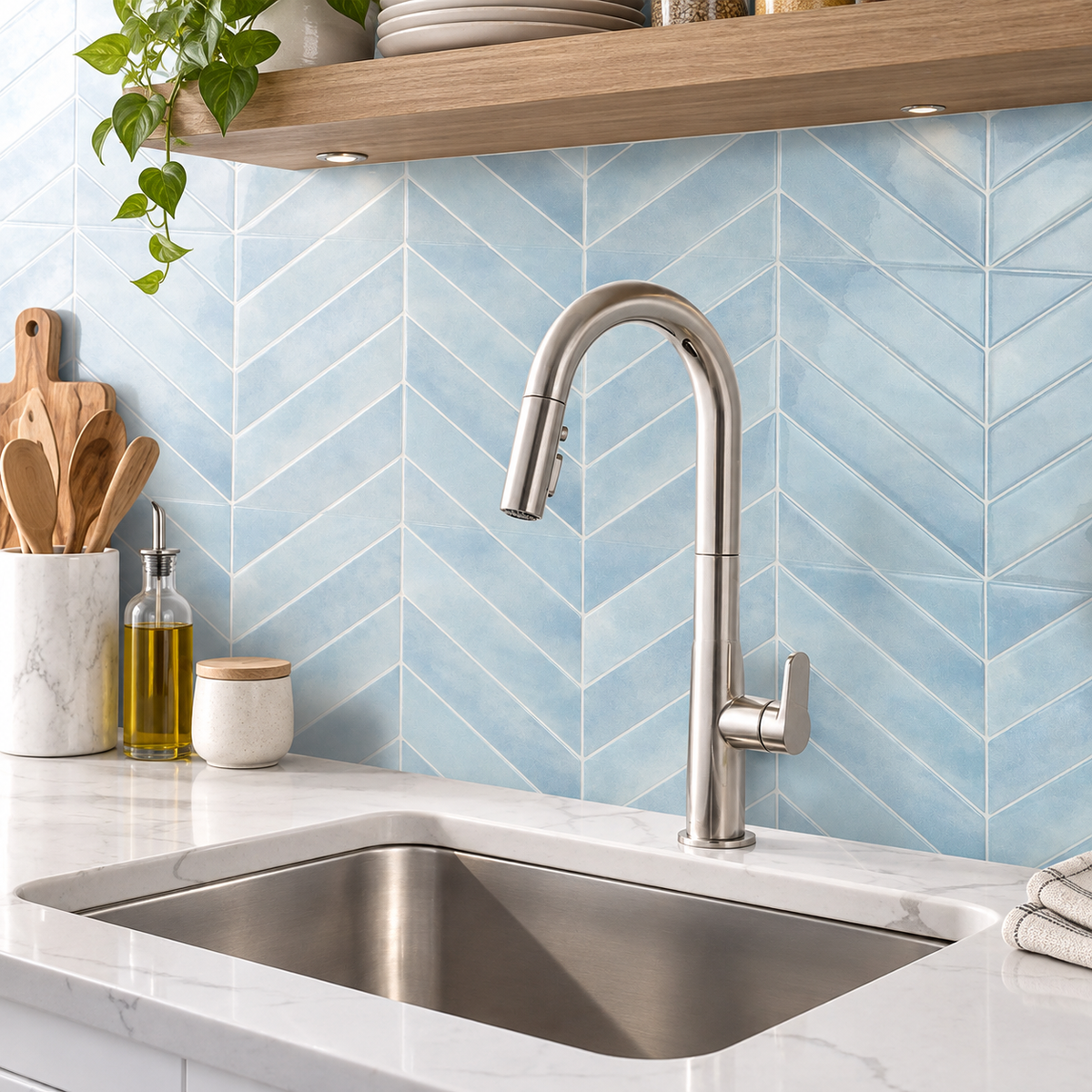 SIENNE – Bleu Brume – Carrelage adhésif 29 × 22,9 cm