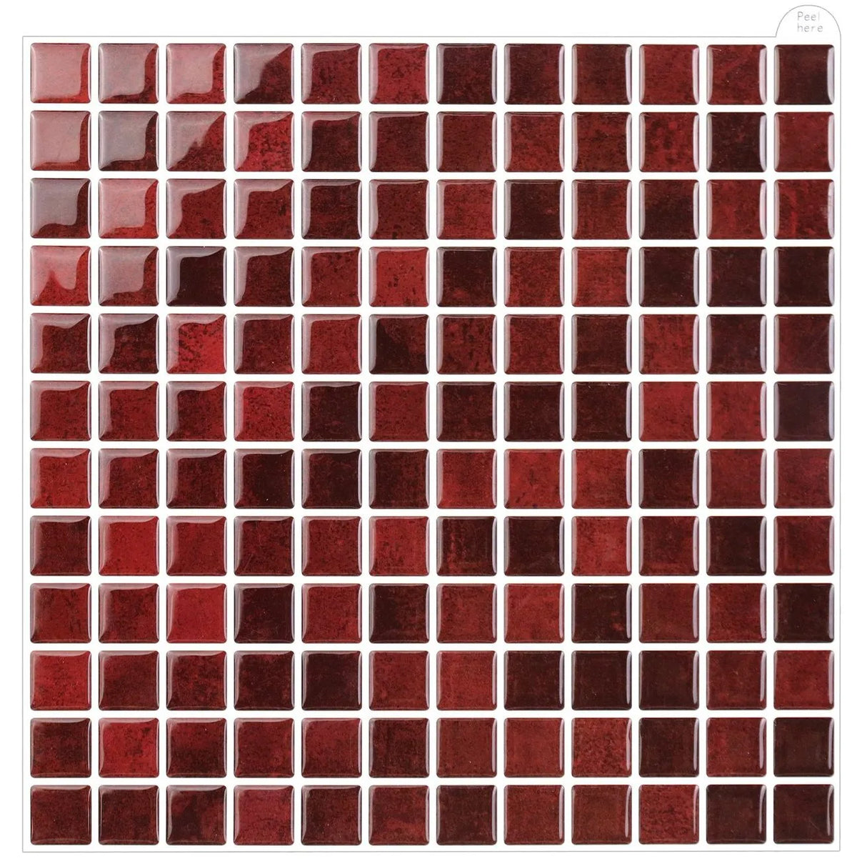 PALERME – Rouge Bordeaux – Mosaïque adhésive 23,6 × 23,6 cm