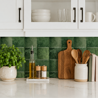 CASABLANCA – Vert Forêt – Carrelage adhésif 22,9 × 22,9 cm