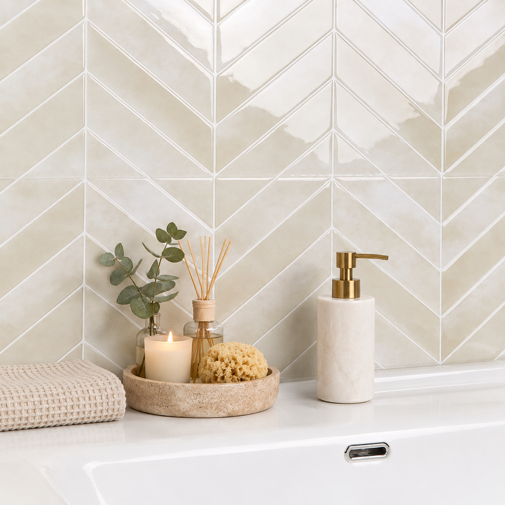 SIENNE – Blanc Sable – Carrelage adhésif 29 × 22,9 cm