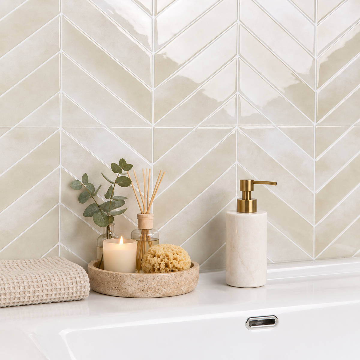 SIENNE – Blanc Sable – Carrelage adhésif 29 × 22,9 cm