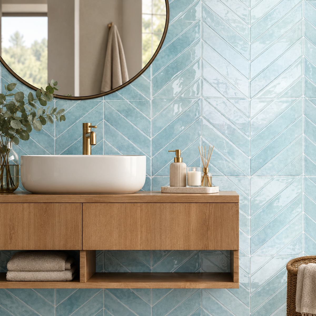 SIENNE – Bleu Brume – Carrelage adhésif 29 × 22,9 cm